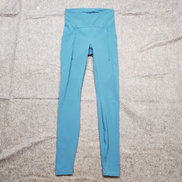Lululemon Leggings Womens 4 Power Thru High Rise 28" Capture Blue Yoga Run Gym